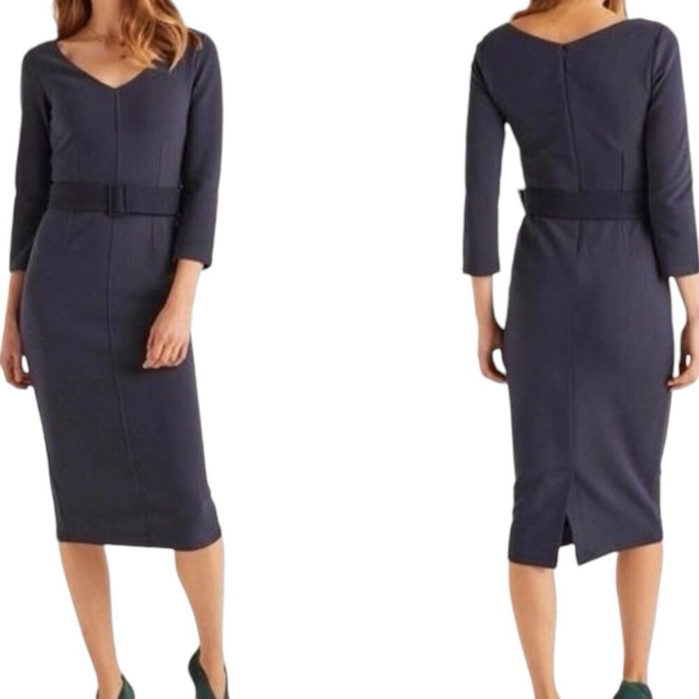 Boden Navy Belted Sheath Dress